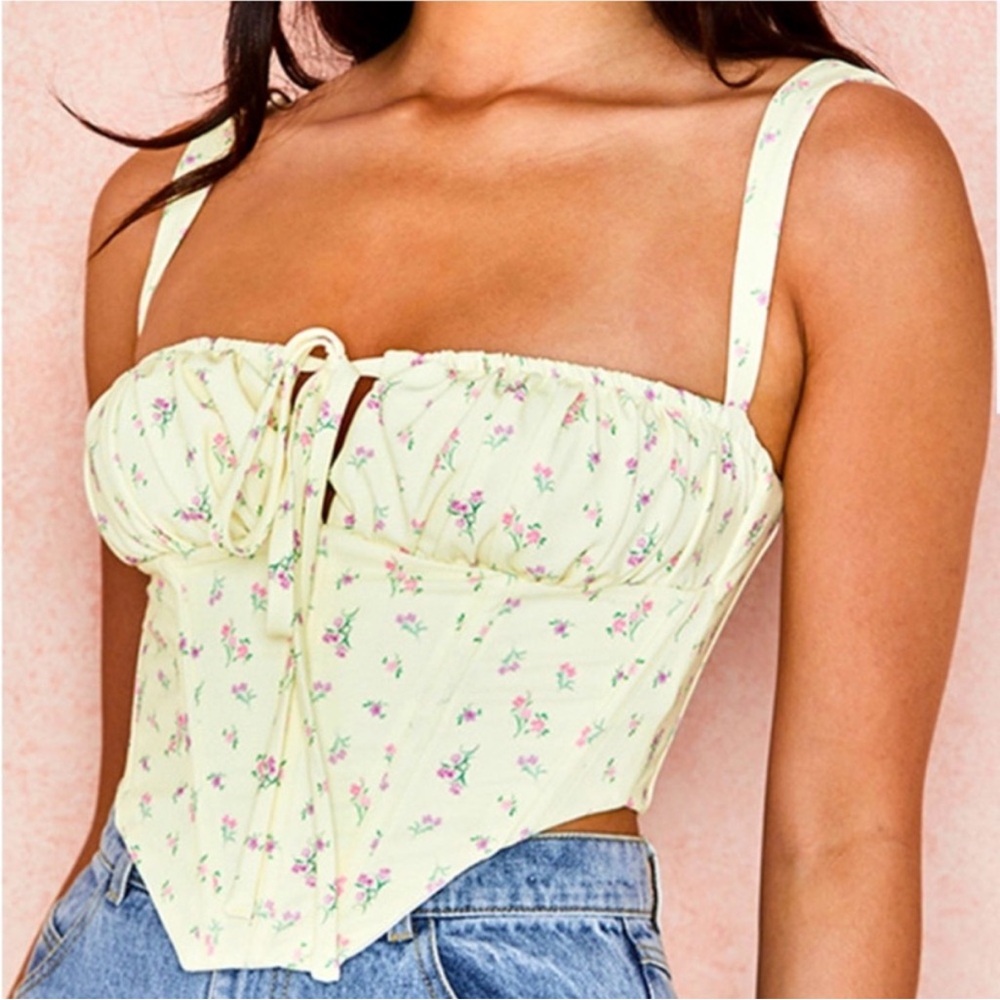 Floral Yellow Corset Top